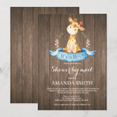 Rustic Boy Giraffe Baby shower door de Uitnodiging (Voorkant / Achterkant)