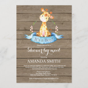 Rustic Boy Giraffe Baby shower door de Uitnodiging