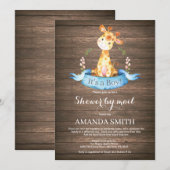 Rustic Boy Giraffe Baby shower door de Uitnodiging (Voorkant / Achterkant)