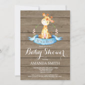 Rustic Boy Giraffe Baby shower Uitnodiging (Voorkant)