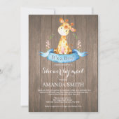 Rustic Boy Giraffe Baby shower via Mail Invitation Kaart (Voorkant)