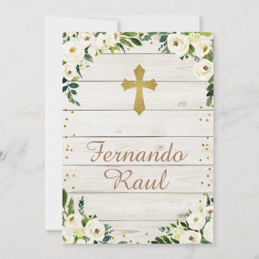 Rustic Boy Gold Baptism First Birthday Mexican Kaart (Achterkant)