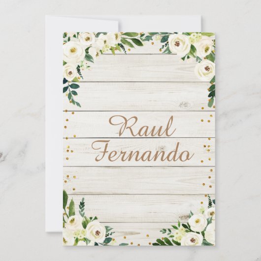 Rustic Boy Invitaciones Tres Anos Kaart (Achterkant)