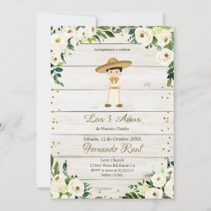 Rustic Boy Invitaciones Tres Anos Kaart