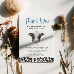 Rustic Boy Koe Baby shower Bedankkaart