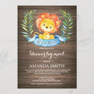 Rustic Boy Lion Baby shower per post Kaart