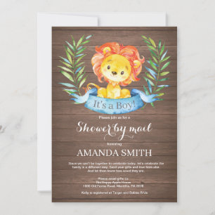 Rustic Boy Lion Baby shower per post Kaart
