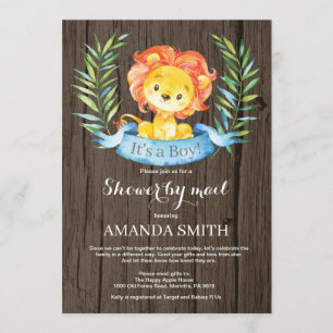 Rustic Boy Lion Baby shower per post Kaart