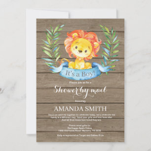 Rustic Boy Lion Baby shower per post Kaart