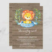 Rustic Boy Lion Baby shower per post Kaart (Voorkant / Achterkant)