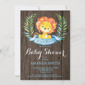 Rustic Boy Lion Baby shower Uitnodiging (Voorkant)