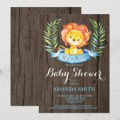 Rustic Boy Lion Baby shower Uitnodiging (Voorkant / Achterkant)