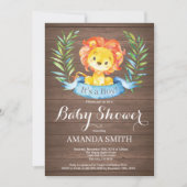 Rustic Boy Lion Baby shower Uitnodiging (Voorkant)