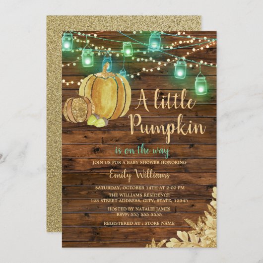 Rustic Boy Little Pumpkin Herfst Boy Baby shower Kaart (Voorkant / Achterkant)
