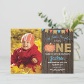 Rustic Boy Pumpkin Herfst Birthday Invitation Gold Kaart (Staand voorkant)