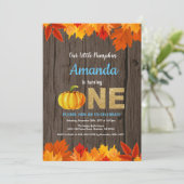 Rustic Boy Pumpkin Herfst Birthday Invitation Gold Kaart (Staand voorkant)