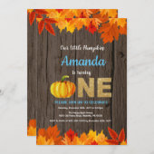 Rustic Boy Pumpkin Herfst Birthday Invitation Gold Kaart (Voorkant / Achterkant)
