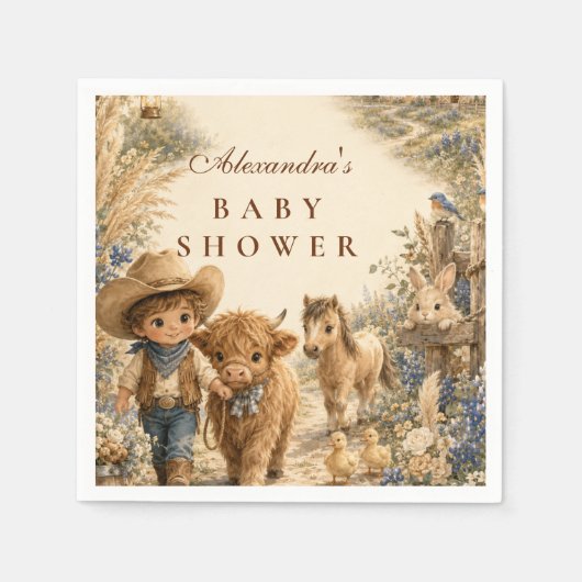 Rustic Boy Westerse Boho Baby Shower Servet (Voorkant)