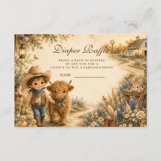 Rustic Boy Westerse Boho Luier Raffe Informatiekaartje (Voorkant)