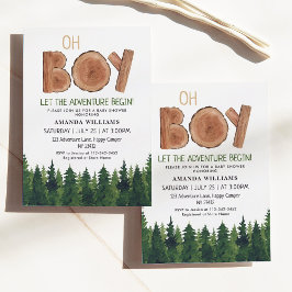 Rustic Boy Woodland Baby shower Kaart