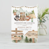 Rustic Boy Woodland Forest Animals Baby shower Kaart (Staand voorkant)
