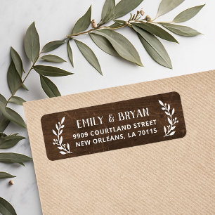 Rustic Branch Faux Wood Wedding Return Address Etiket