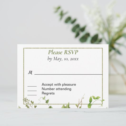 Rustic Branch Greenery Response Kaart (Staand voorkant)