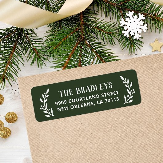 Rustic Branch Holiday Green Return-adreslabels Etiket