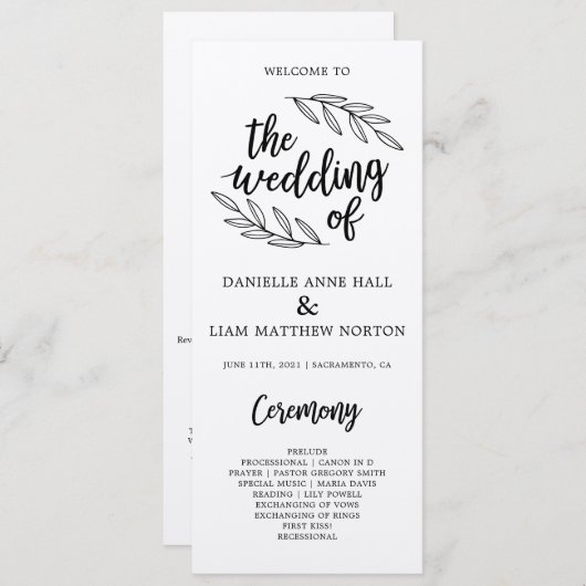 Rustic Branches Wedding Ceremony Program Programmakaart (Voorkant / Achterkant)