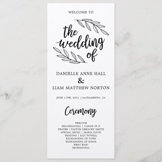 Rustic Branches Wedding Ceremony Program Programmakaart (Voorkant)