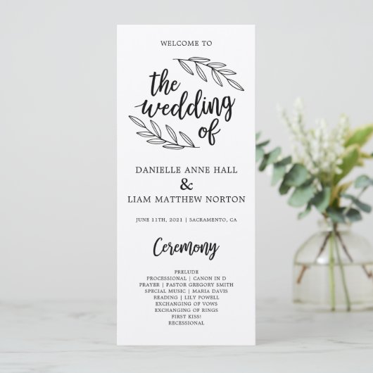 Rustic Branches Wedding Ceremony Program Programmakaart (Staand voorkant)