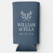Rustic Branches Wedding Monogram | Blauwmeer Seltzer Blikjeskoeler (Voorkant)