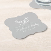 Rustic Branches Wedding Monogram | Grijs Kartonnen Onderzetters (Gekanteld)