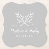 Rustic Branches Wedding Monogram | Grijs Kartonnen Onderzetters (Voorkant)