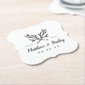 Rustic Branches Wedding Monogram Kartonnen Onderzetters (Gekanteld)