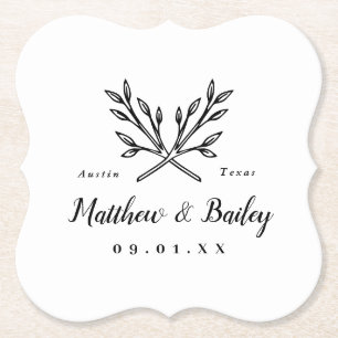 Rustic Branches Wedding Monogram Kartonnen Onderzetters