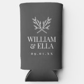 Rustic Branches Wedding Monogram | Koolstof Seltzer Blikjeskoeler (Voorkant)