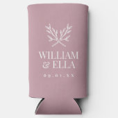 Rustic Branches Wedding Monogram | Mauve Seltzer Blikjeskoeler (Voorkant)