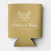 Rustic Branches Wedding Monogram | Mustard Yellow Blikjeskoeler (Voorkant)