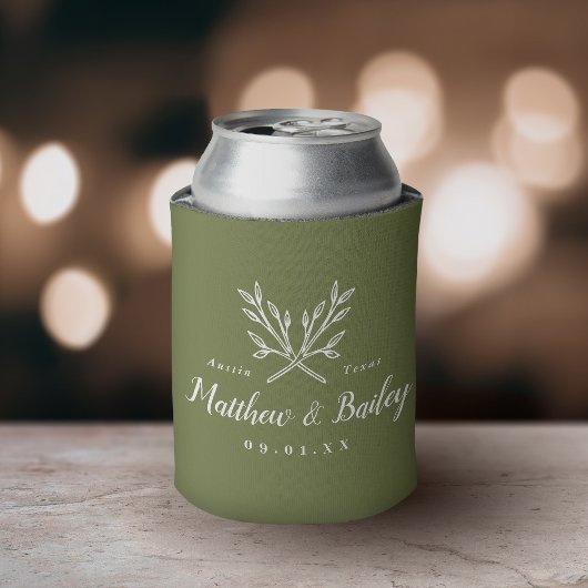 Rustic Branches Wedding Monogram | Olijfgroen Blikjeskoeler