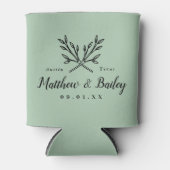 Rustic Branches Wedding Monogram | Sage Blikjeskoeler (Voorkant)