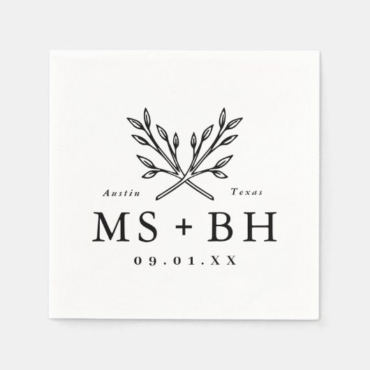 Rustic Branches Wedding Monogram Servet (Voorkant)