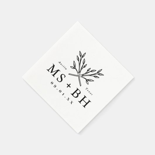 Rustic Branches Wedding Monogram Servet (Hoek)