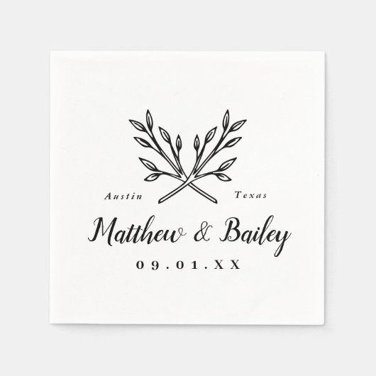 Rustic Branches Wedding Monogram Servet (Voorkant)