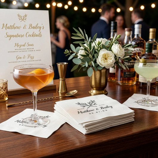 Rustic Branches Wedding Monogram Servet