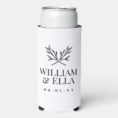 Rustic Branches Wedding Monogram | wit Seltzer Blikjeskoeler (Seltzer Voorkant)