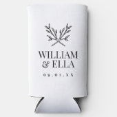 Rustic Branches Wedding Monogram | wit Seltzer Blikjeskoeler (Voorkant)