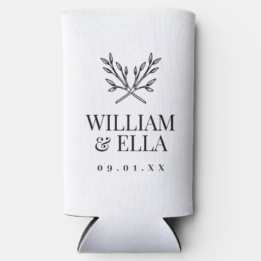 Rustic Branches Wedding Monogram | wit Seltzer Blikjeskoeler (Voorkant)