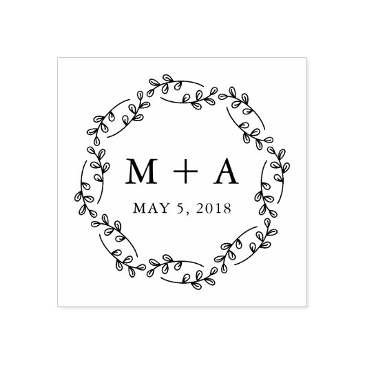Rustic Branches with Initial for Wedding Rubberstempel (Afrduk)