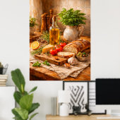 Rustic Bread and Olive Oil a Mediterranean Kitchen Poster (Thuiskantoor)